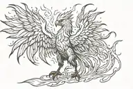 flaming Phoenix rising from ashes tattoo design idea