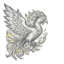 flaming Phoenix rising from ashes tattoo design idea