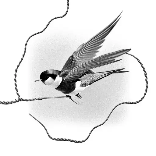 A realistic depiction of a swallow made entirely of electrical wires and cables tattoo design idea
