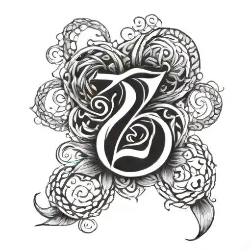 Design a tattoo with the numbers 25 and 77 intertwined in a creative way tattoo design idea