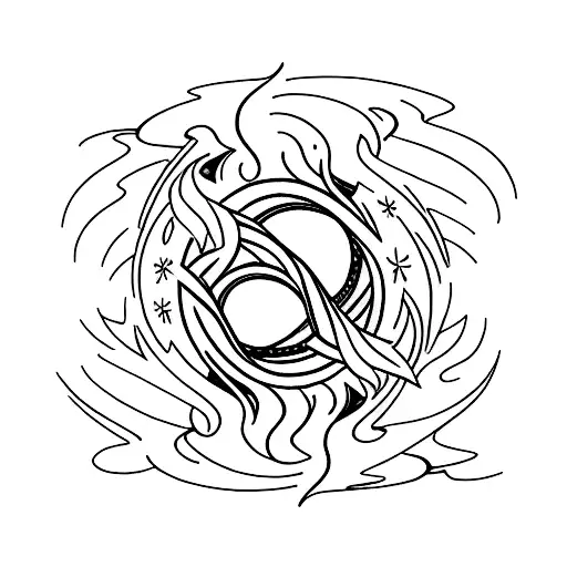 fire and water tattoo design idea