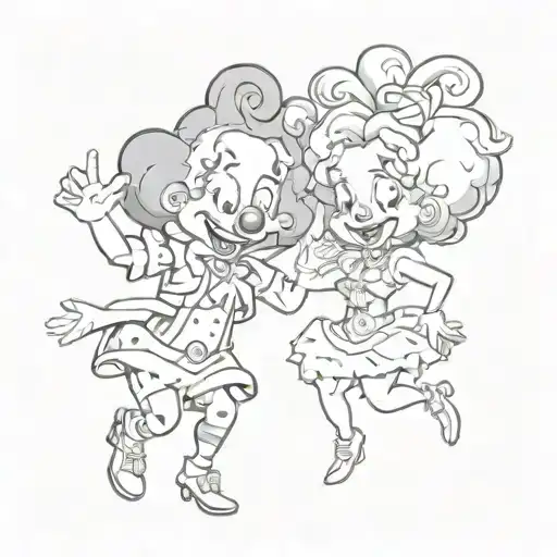 koko the clown and Betty boop having a grand time enjoying life tattoo design idea