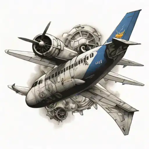 A commercial airplane with jiu jitsu belts wrapped around it tattoo design idea