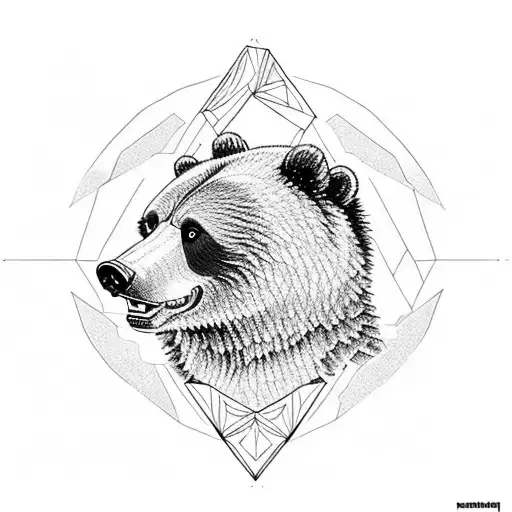 grizzly bear with salmon tattoo design idea