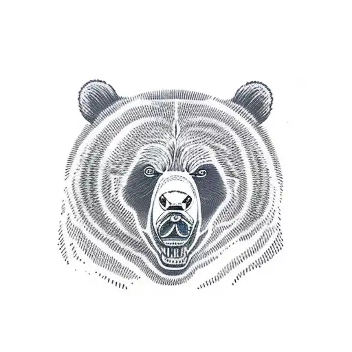 grizzly bear with salmon tattoo design idea