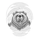 grizzly bear with salmon tattoo design idea