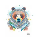 grizzly bear with salmon tattoo design idea