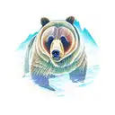 grizzly bear with salmon tattoo design idea