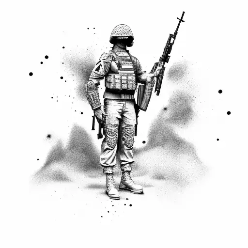 soldier with gun tattoo design idea