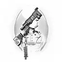 soldier with gun tattoo design idea