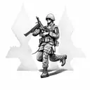 soldier with gun tattoo design idea