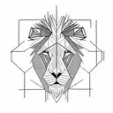 half face of geometric lion with brain and monk meditating. add some mexican style tattoo design idea