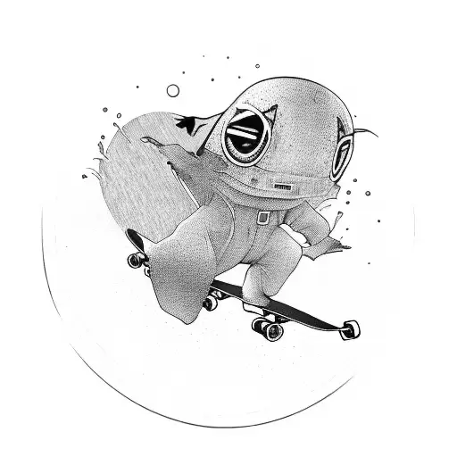 Skateboard minimalist  tattoo design idea