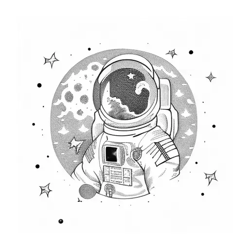 astronaut moon tattoo design idea