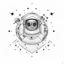 astronaut flia tino moon tattoo design idea