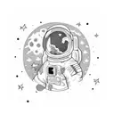 astronaut moon tattoo design idea