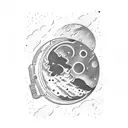 astronaut moon tattoo design idea