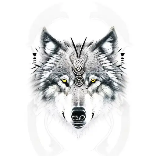 valhalla, odin, wolf, two ravens tattoo design idea