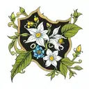 edelweiss, narcissus, mayflower, honeysuckle, lily of the valley, aster, morning glory, tattoo design idea