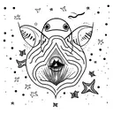 A stingray gliding through the ocean with a starry night sky background tattoo design idea