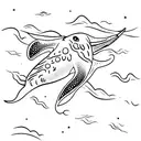 A stingray gliding through the ocean with a starry night sky background tattoo design idea