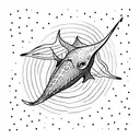 A stingray gliding through the ocean with a starry night sky background tattoo design idea