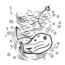 A whale swimming gracefully in the deep sea tattoo design idea