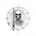 grim reaper with clock tattoo design idea