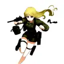 girl holding gun tattoo design idea