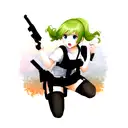girl holding gun tattoo design idea
