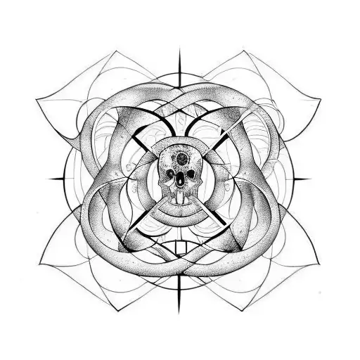 hourglass death tenticles sacred geometry  tattoo design idea