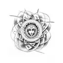 A tattoo design of the iconic seashell symbol of Venus surrounded by the Latin words 'Dea Amoris', which means Goddess o tattoo design idea