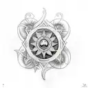A tattoo design of the iconic seashell symbol of Venus surrounded by the Latin words 'Dea Amoris', which means Goddess o tattoo design idea