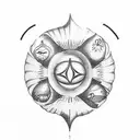 A tattoo design of the iconic seashell symbol of Venus surrounded by the Latin words 'Dea Amoris', which means Goddess o tattoo design idea