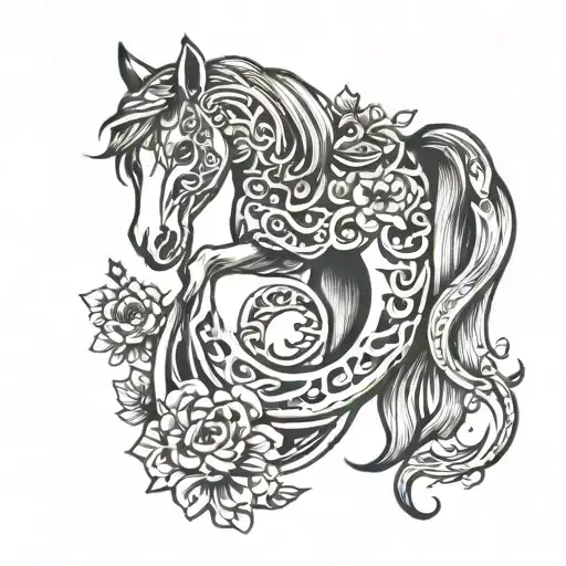 horse shoe  tattoo design idea