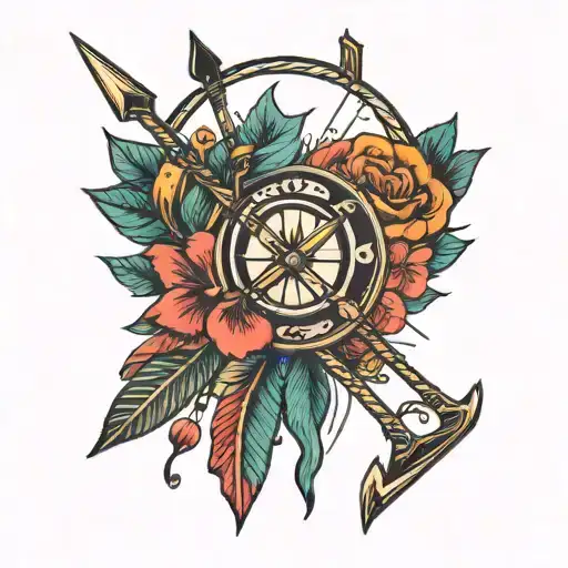 bow with arrow tattoo design idea