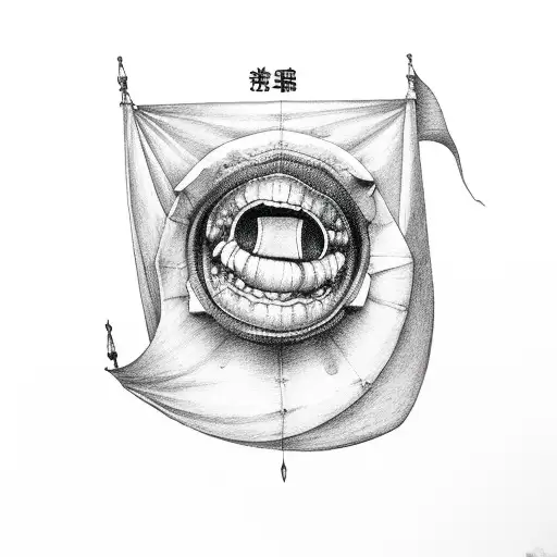 screaming mouth with word sail inside it tattoo design idea