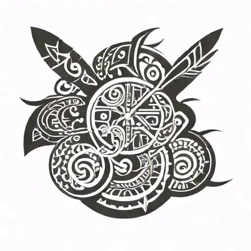 full arm sleeve Polynesian tattoo about my life going through seizures and honoring my grandfather's last name Cho  tattoo design idea