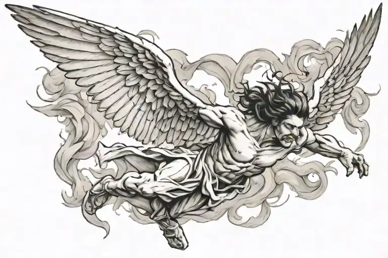 Icarus falling angel tattoo design idea