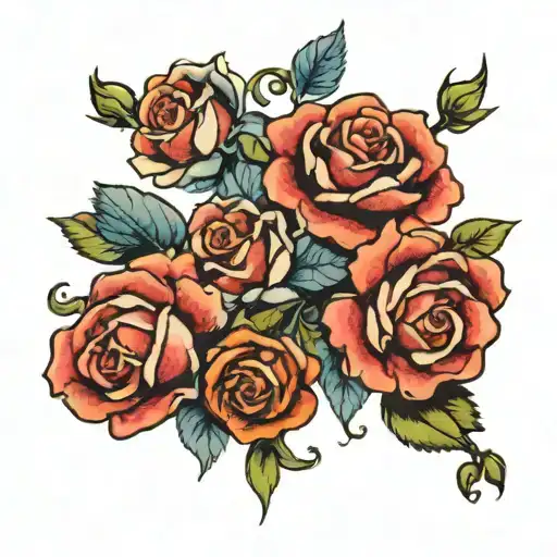 small blue roses and long vines tattoo design idea