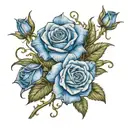 small blue roses and long vines tattoo design idea