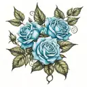 small blue roses and long vines tattoo design idea