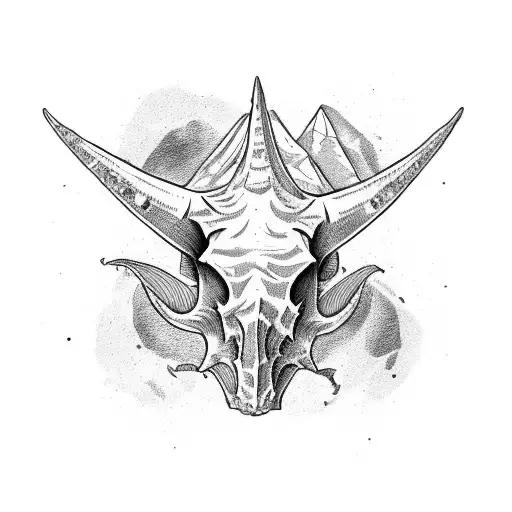 Triceratops skull tattoo design idea
