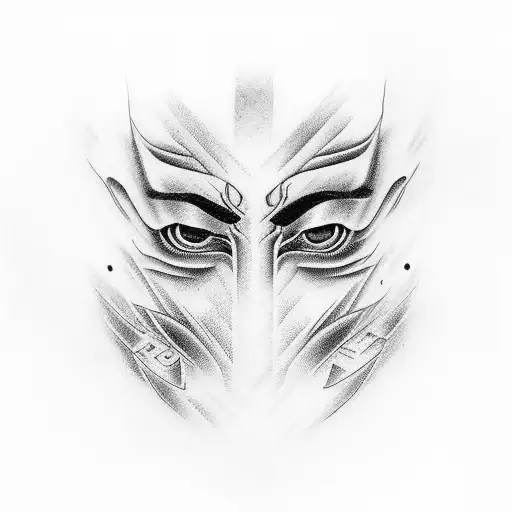 v for vendetta portrait with Japanese dragon background  tattoo design idea