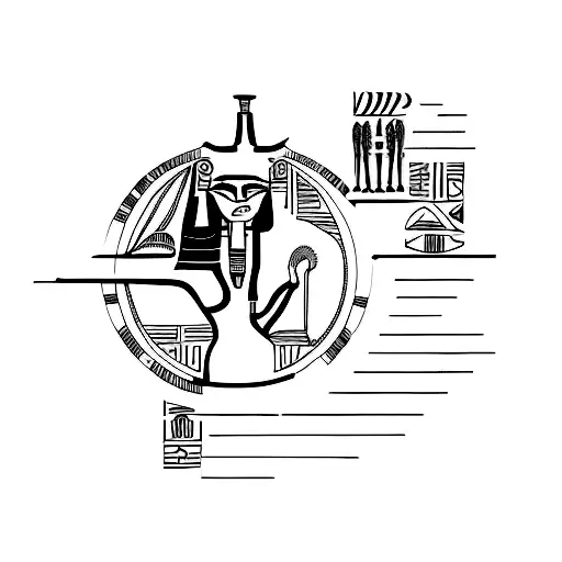 An artist's palette with hieroglyphics from ancient Egypt tattoo design idea