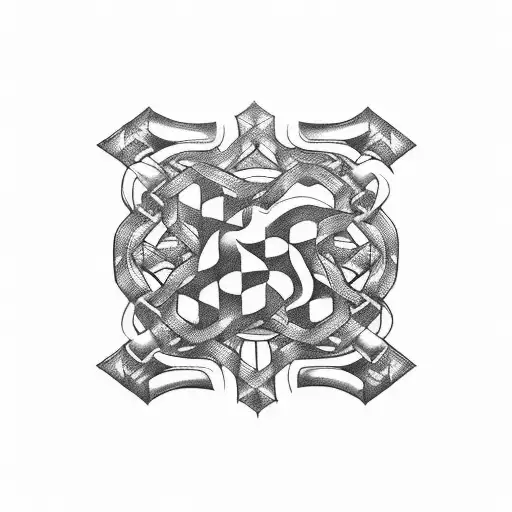 A chequered flag made up of interconnected mountain bike chain links tattoo design idea