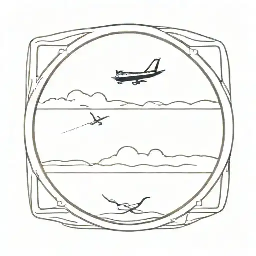 sea and airplane window tattoo design idea