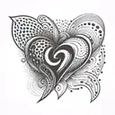 two s s, one mirrored, forming a heart, with a N and an E inside tattoo design idea