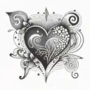 two s s, one mirrored, forming a heart, with a N and an E inside tattoo design idea