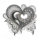 two s s, one mirrored, forming a heart, with a N and an E inside tattoo design idea